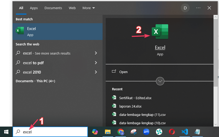Tampilan awal Excel