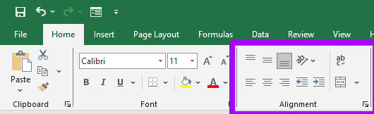 Alignment Excel