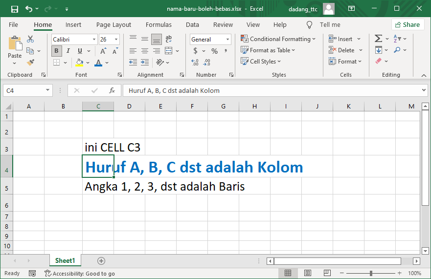 Hasil format teks