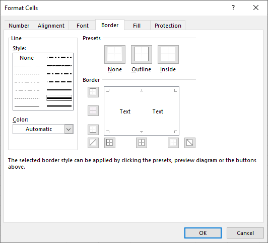 Jenis-jenis border di Excel
