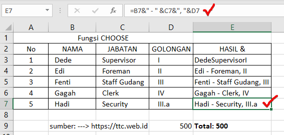 Hasil Operator & Excel