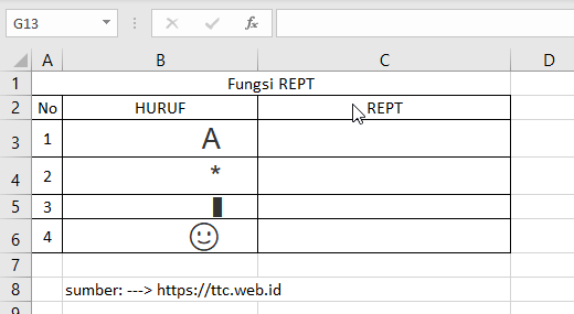 Contoh Fungsi REPT Excel
