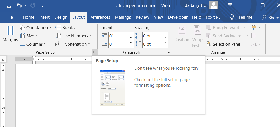 Membuka Layout di Word