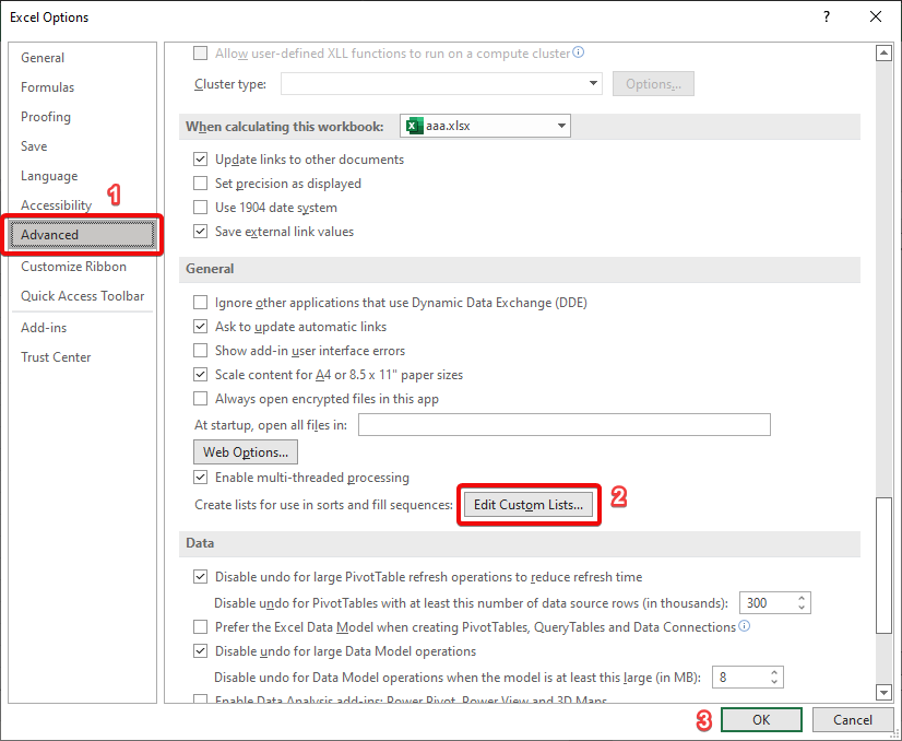 Menu Option Advanced Custom List