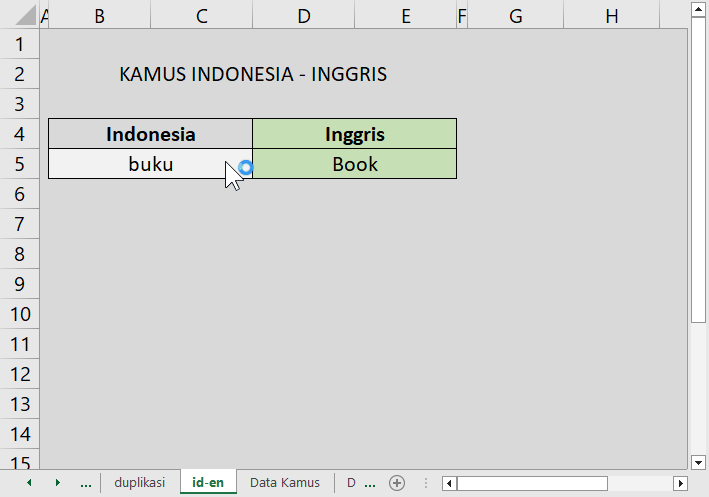 Demo kamus Excel