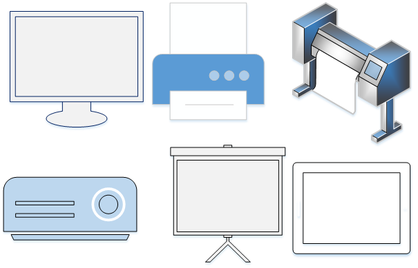 Output devices and digital output illustration for kids