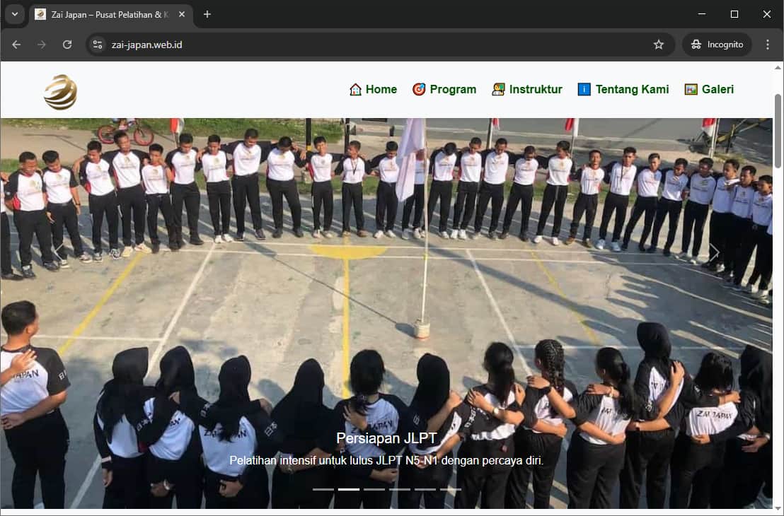 Contoh Website LPK Zai-Japan