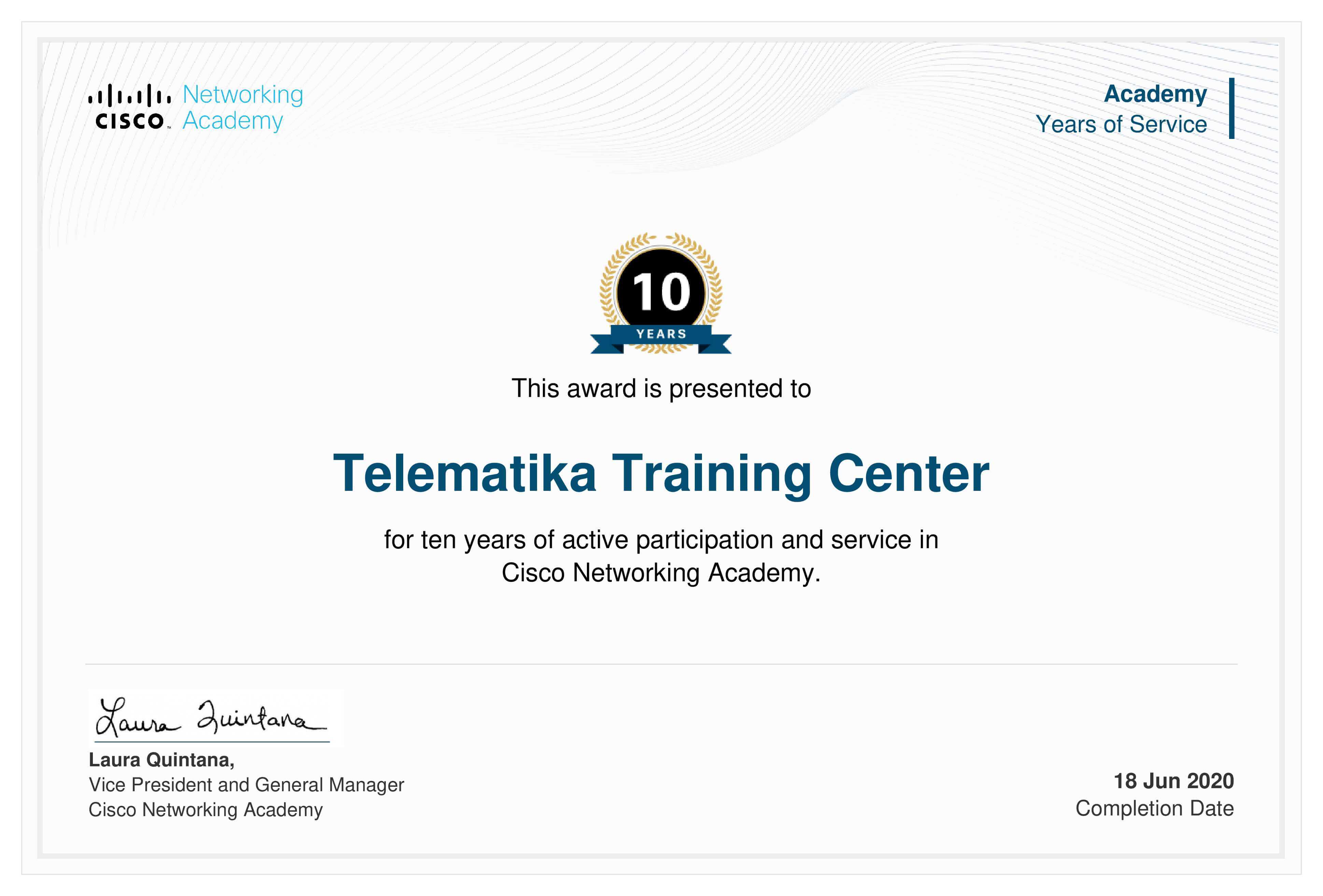 Penghargaan Cisco 10 Tahun